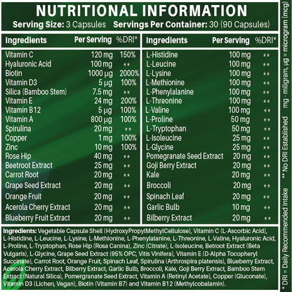 Advanced Vegan Collagen | Plant-Based Formula with Essential Amino Acids | 90 Capsules | 1-Month Supply