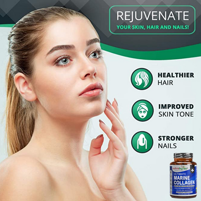 Ultimate Marine Collagen Capsules | Hyaluronic Acid, Vitamin C & Retinyl Acetate | 60 Capsules | 1-Month Supply