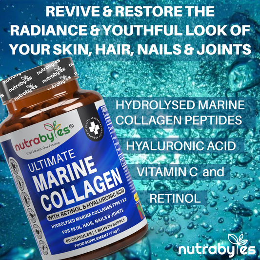 Ultimate Marine Collagen Capsules | Hyaluronic Acid, Vitamin C & Retinyl Acetate | 60 Capsules | 1-Month Supply