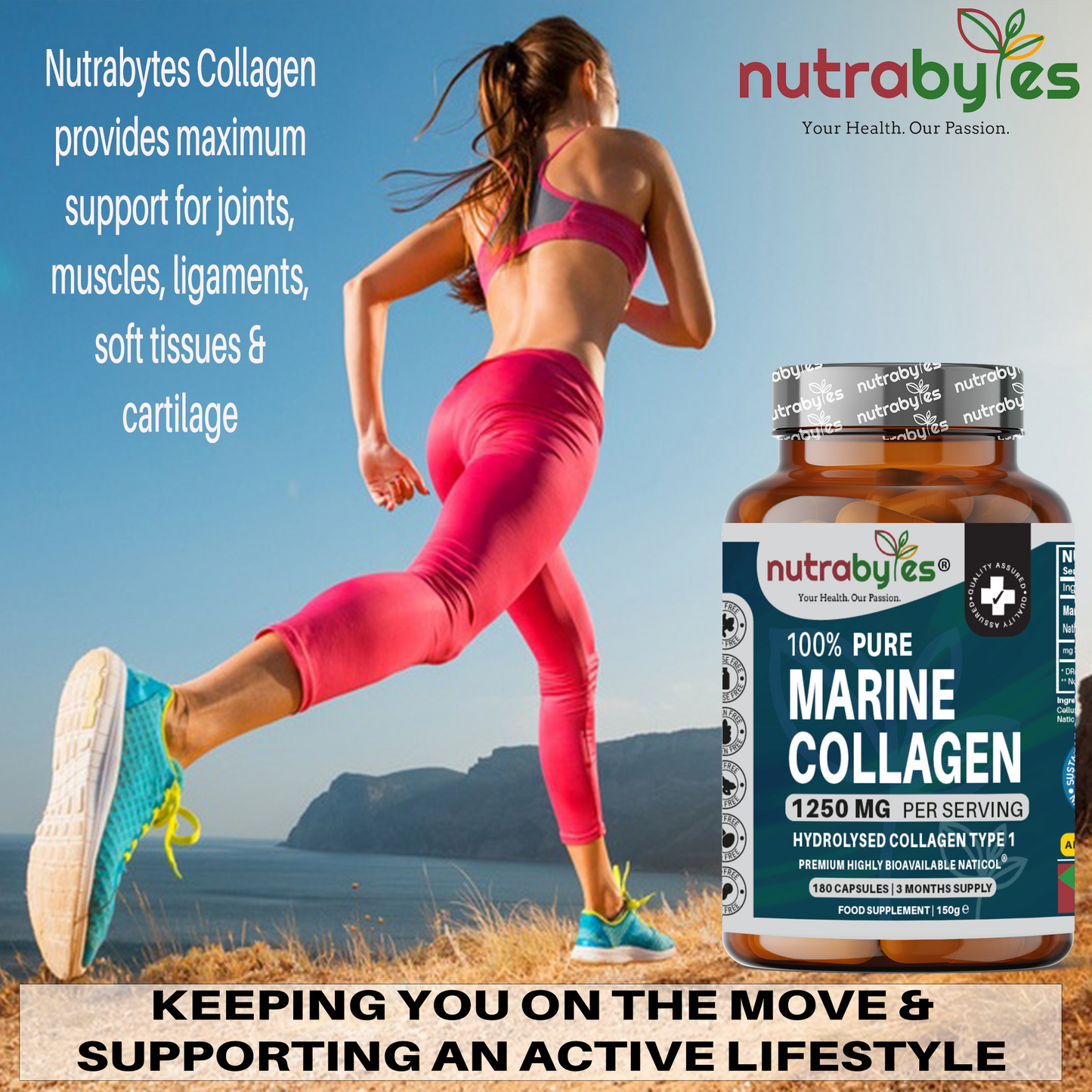 Pure Marine Collagen Capsules 1250mg | 180 Capsules | 3-Month Supply