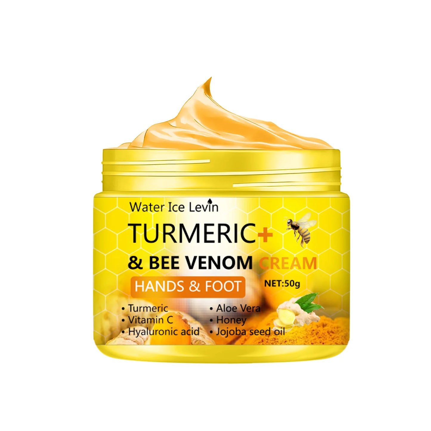 Crema para pies y manos con cúrcuma y veneno de abeja - 50 g