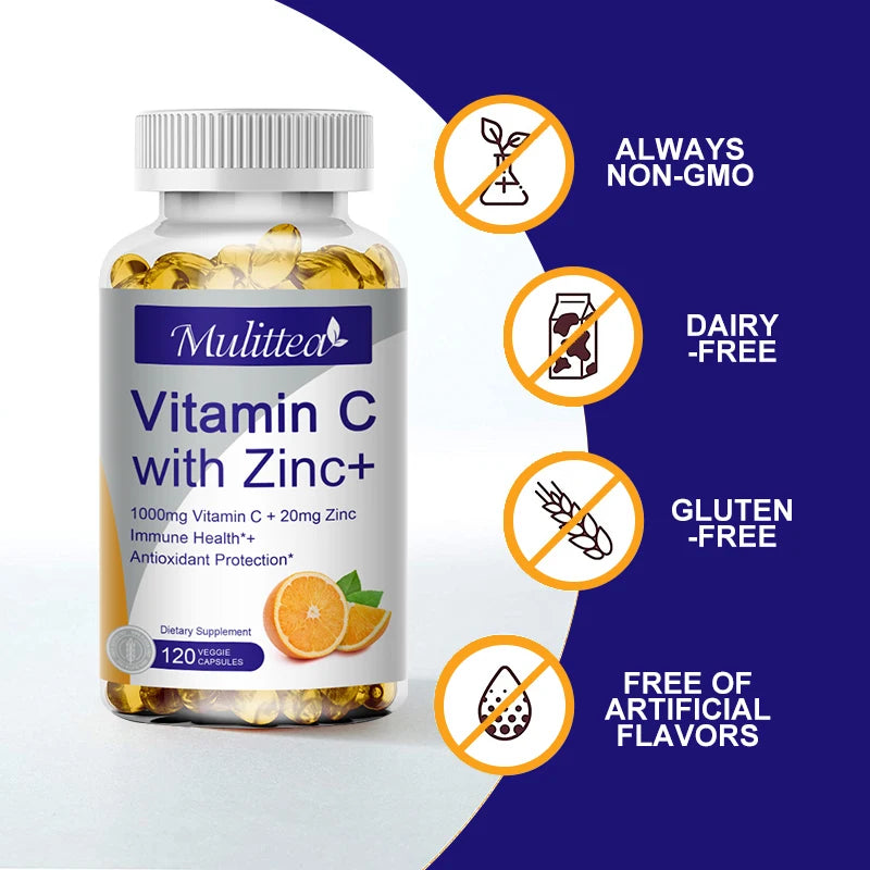 Vitamin C and zinc capsules bottle - mineral supplement
