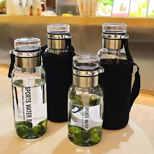 Botella de agua de vidrio de gran capacidad de 2 l: perfecta para deportes y viajes