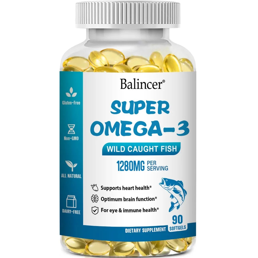 Balincer Super Omega-3 dietary supplement bottle on a white background