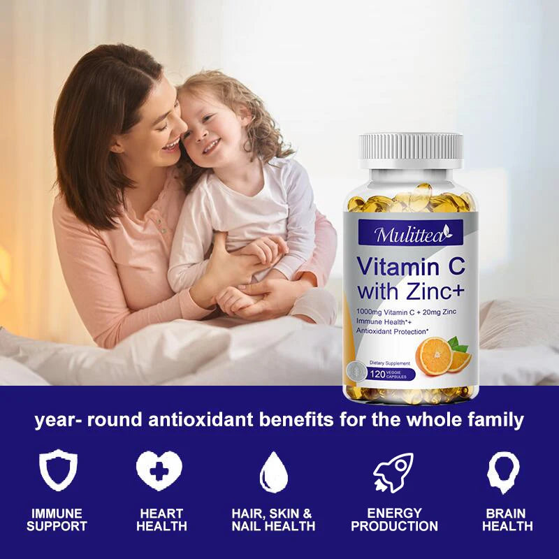 Vitamin C and zinc supplement container - vitamin mineral complex
