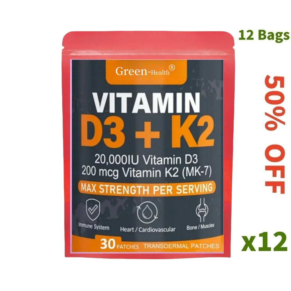 Parches transdérmicos de vitamina D3 y K2 - 30 unidades