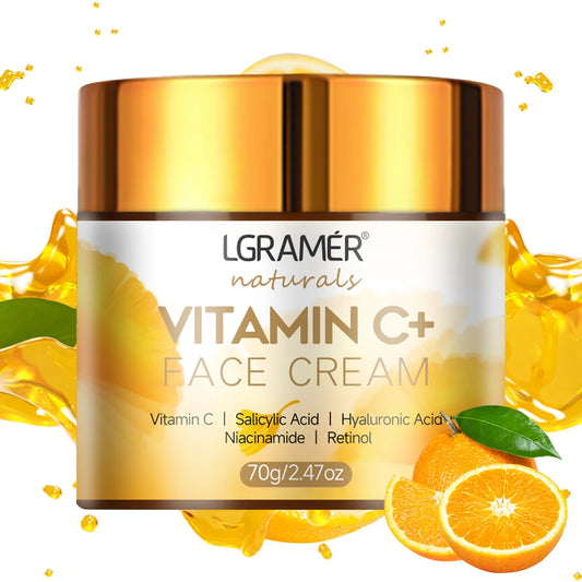 Crema facial con vitamina C, retinol y ácido hialurónico - 70 g (paquete de 3)
