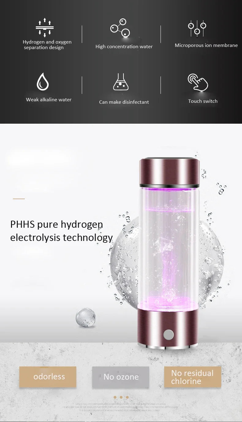 Ionizador de agua alcalina - Recargable por USB