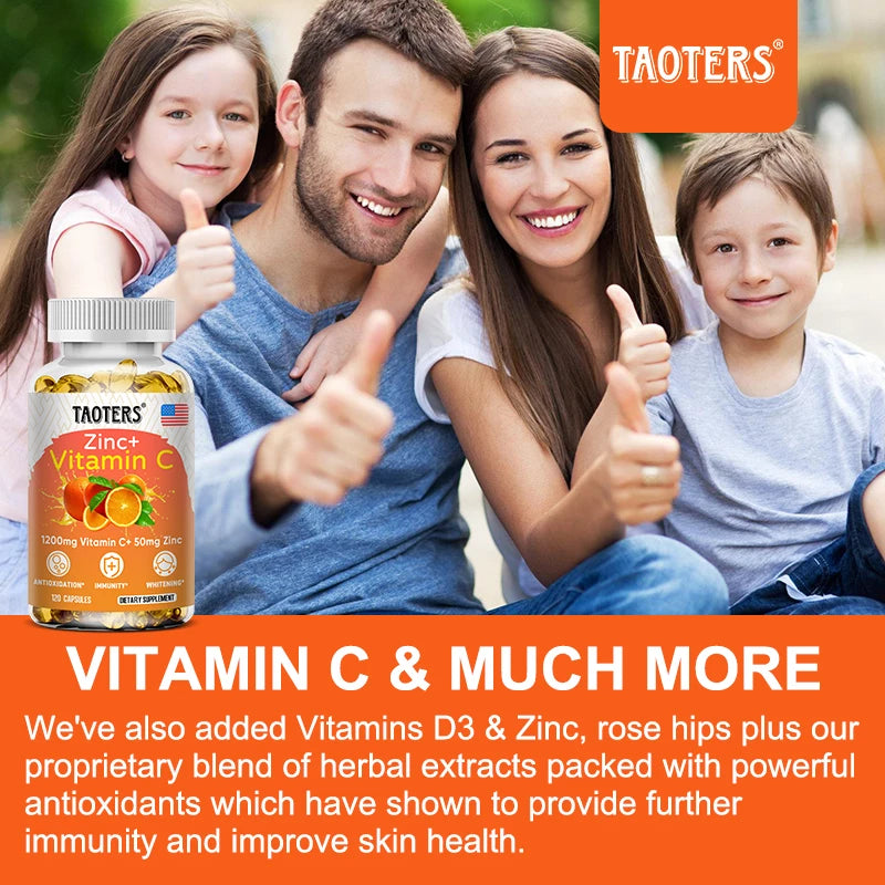 Vitamin C + Zinc Supplement Capsules - 120 Count