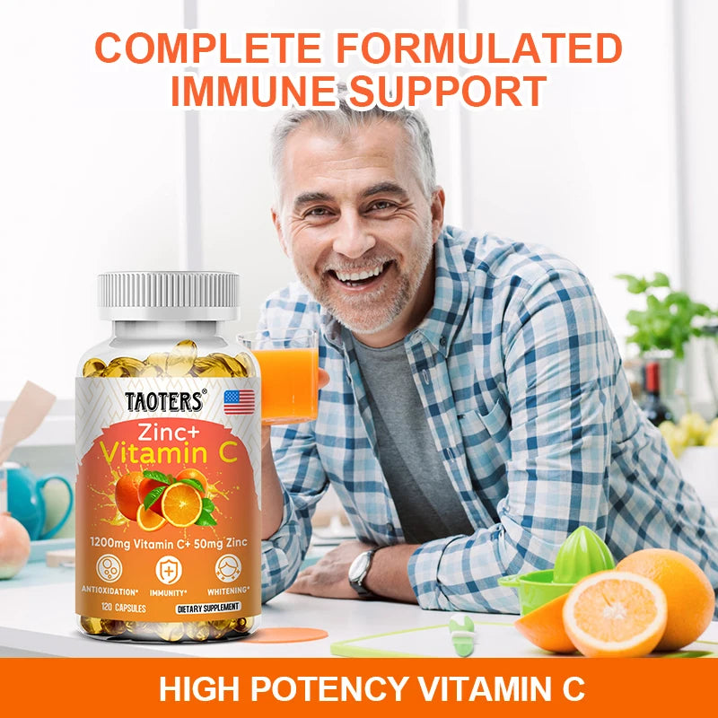 Vitamin C + Zinc Supplement Capsules - 120 Count