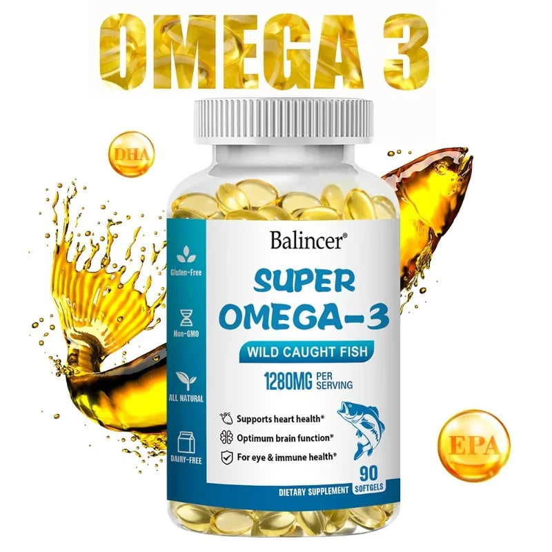 Omega 3 Fish Oil Supplement bottle - EPA DHA softgel capsules
