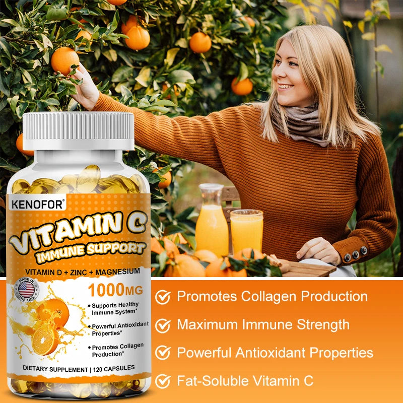Vitamin C 1000mg container - daily vitamin capsules
