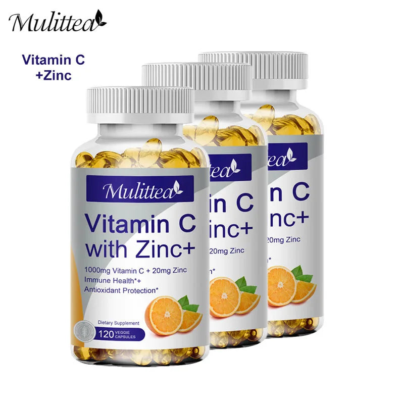 Vitamin C and Zinc Supplement bottles - dual nutrient capsules
