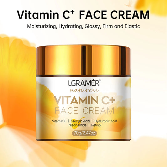Crema facial con vitamina C, retinol y ácido hialurónico - 70 g (paquete de 3)