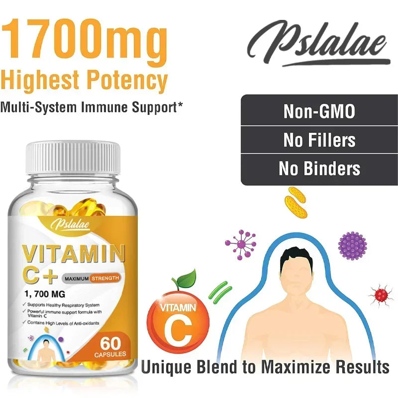 Vitamin C 1700mg capsules - five ingredient supplement formula
