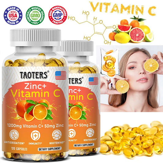 Vitamin C + Zinc Supplement Capsules - 120 Count