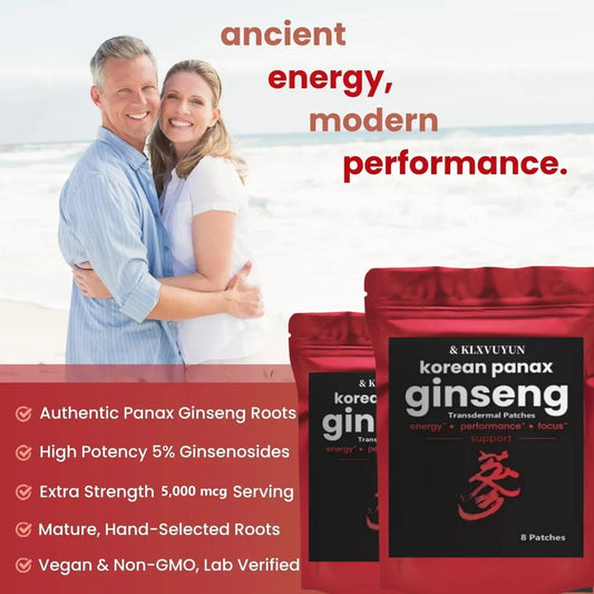 Parches transdérmicos de ginseng rojo coreano (5000 mcg) - 8 unidades