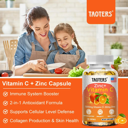 Vitamin C + Zinc Supplement Capsules - 120 Count