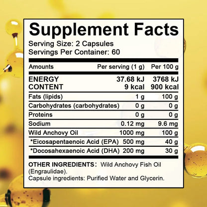 Omega 3 Fish Oil Supplement - Wild Anchovies