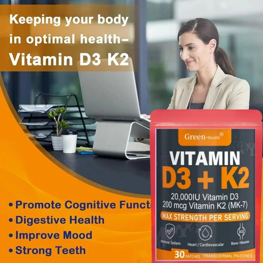Parches transdérmicos de vitamina D3 y K2 - 30 unidades