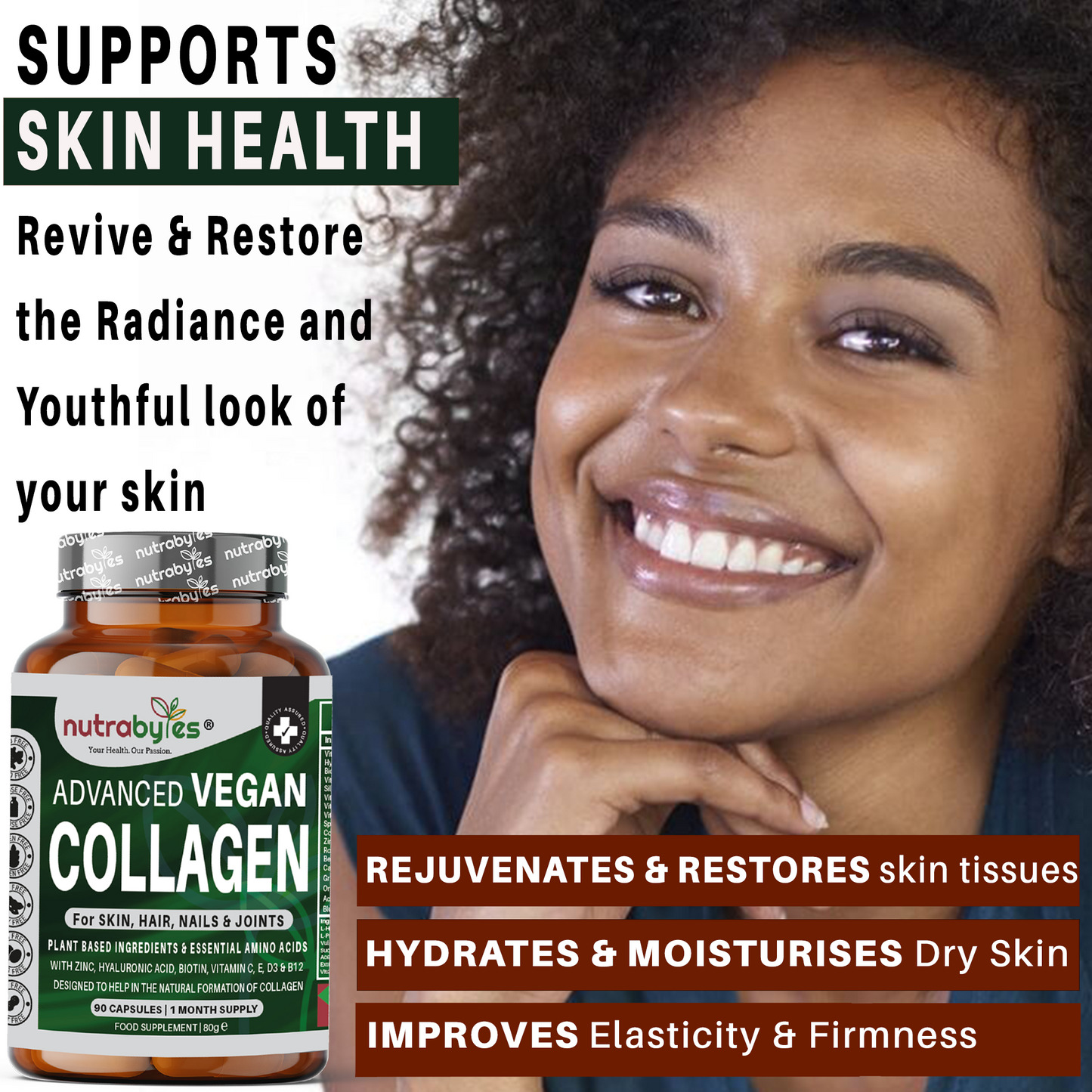 Advanced Vegan Collagen | Plant-Based Formula with Essential Amino Acids | 90 Capsules | 1-Month Supply