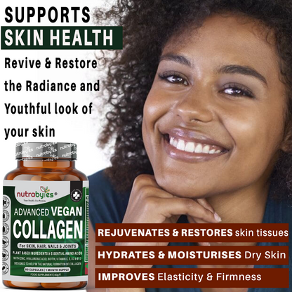 Advanced Vegan Collagen | Plant-Based Formula with Essential Amino Acids | 90 Capsules | 1-Month Supply