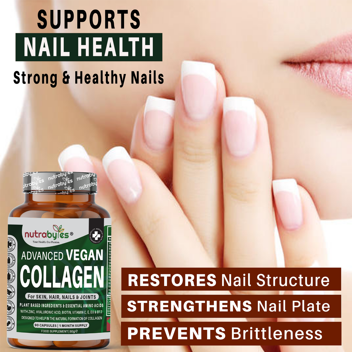 Advanced Vegan Collagen | Plant-Based Formula with Essential Amino Acids | 90 Capsules | 1-Month Supply
