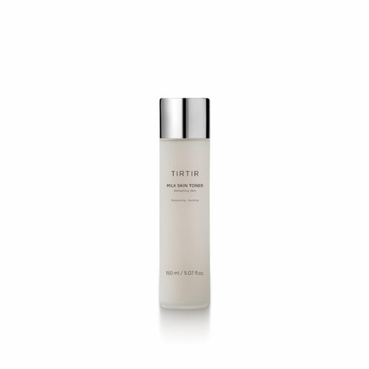 TIRTIR milk skin toner bottle on a white background