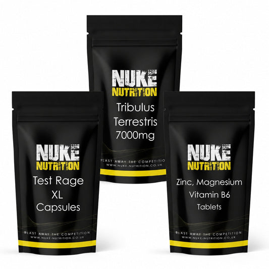 Nuke Nutrition Testosterone Support Bundle – Test Rage XL, Tribulus & ZMA, 180 Capsules