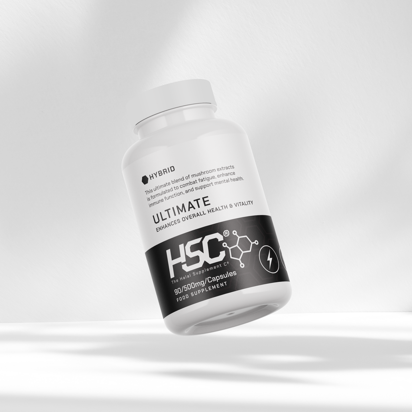 Supplement bottle labeled 'HSC' on a white background