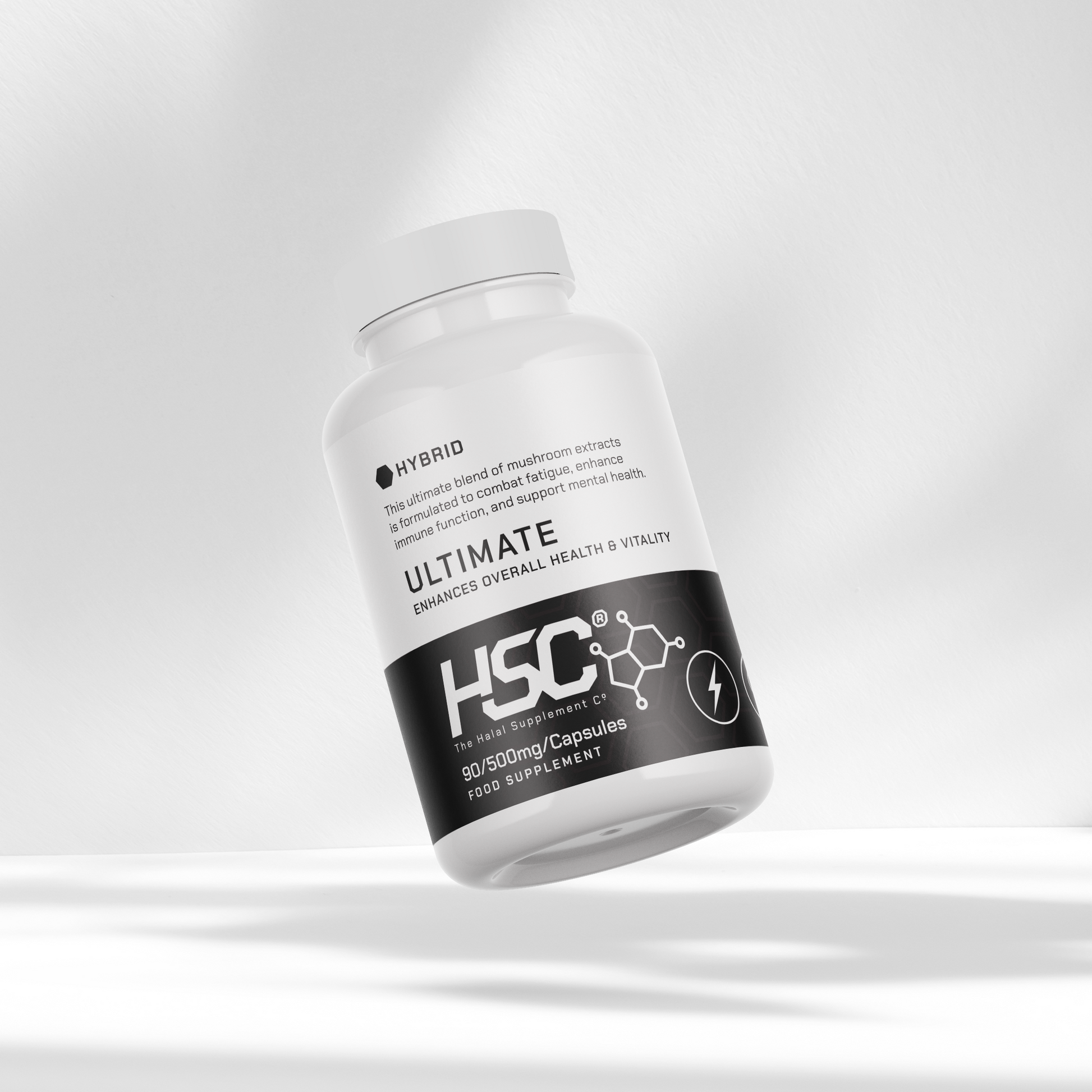 Supplement bottle labeled 'HSC' on a white background