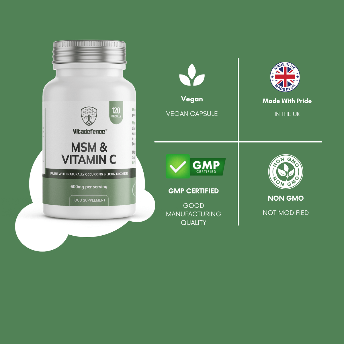 Vitadefence MSM + Vitamin C, 120 Capsules