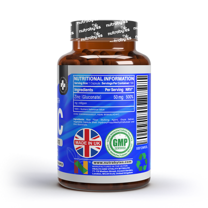 Zinc Gluconate 50mg | Maximum Strength | 180 Vegan Capsules | 6-Month Supply