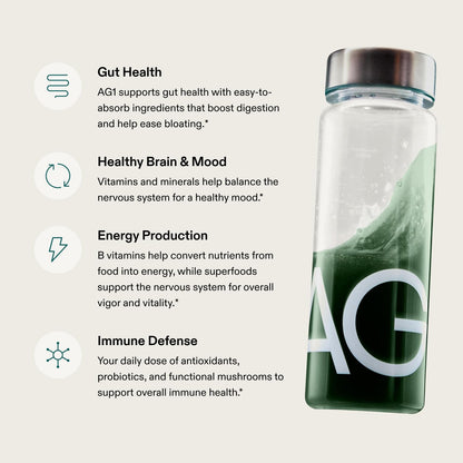 AG1 Greens Powder Supplement – Gut Health, Multivitamin & Probiotic | Gluten Free, Vegan, Keto
