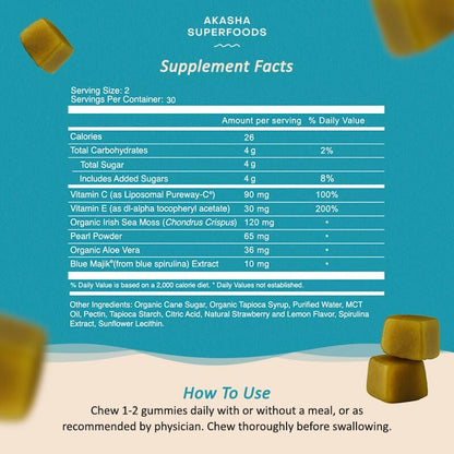 Akasha Sea Moss Glow Gummies – Hair, Skin & Nails Vitamins | 60 Count