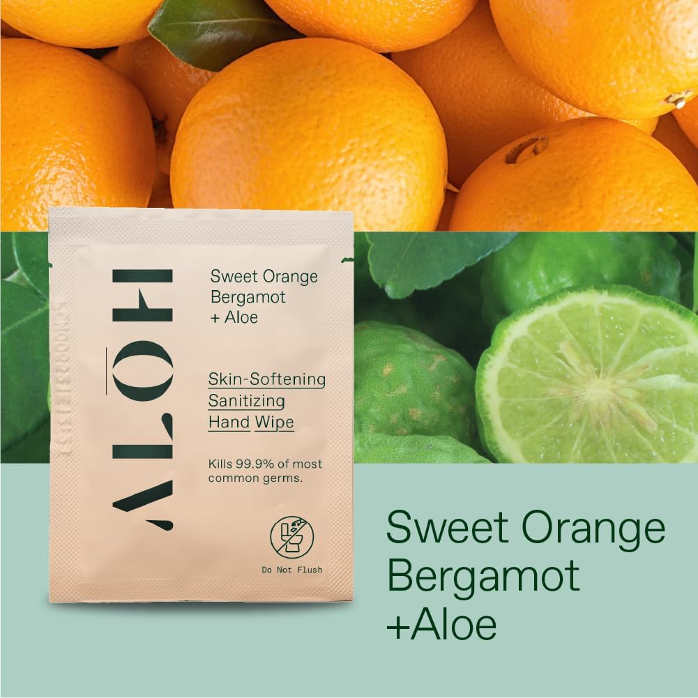 Toallitas desinfectantes suavizantes para manos ALŌH – Naranja dulce Bergamota, caja de 500 unidades