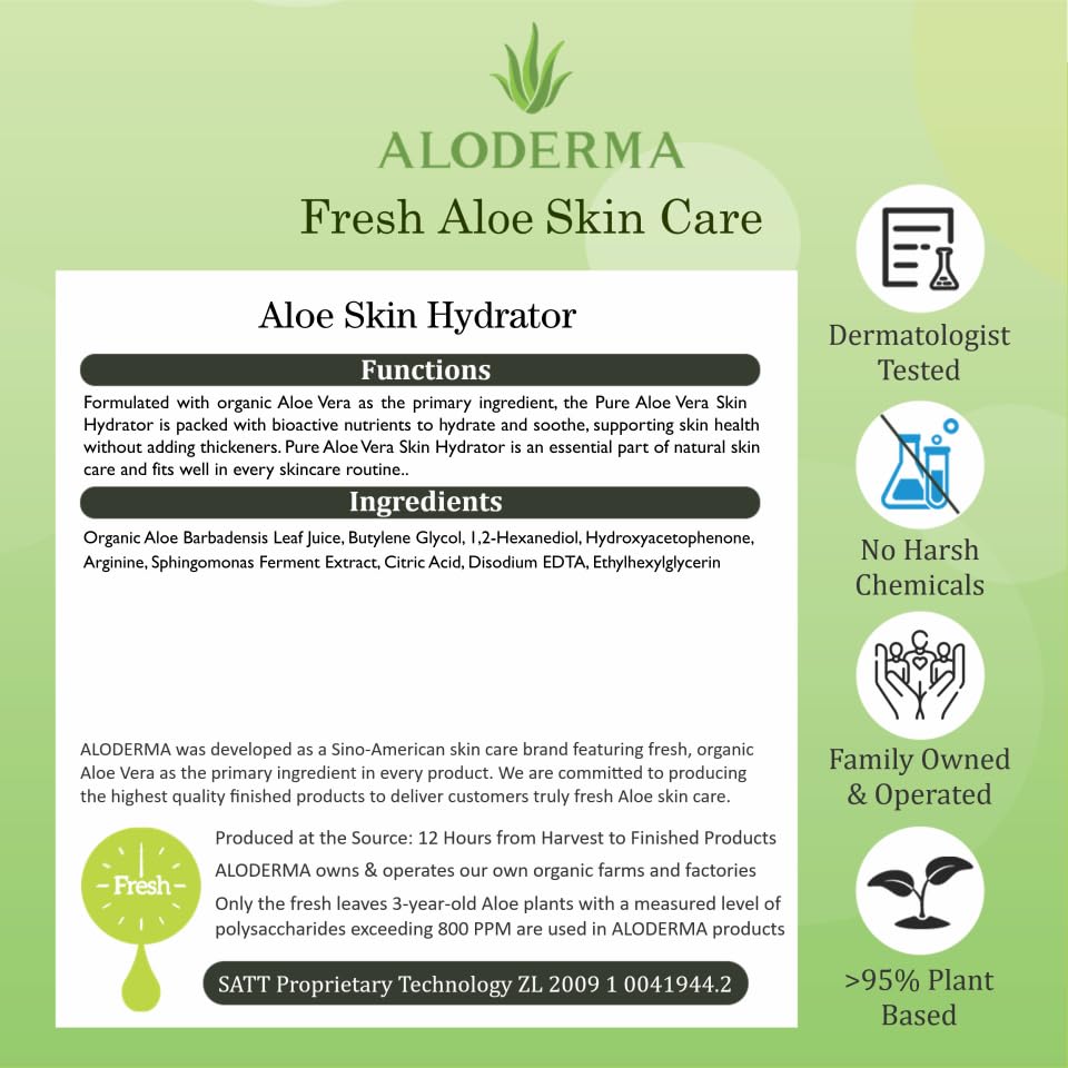Aloderma Fresh Aloe Vera Face Hydrator — 99.8% Organic, 240ml - Calm Era