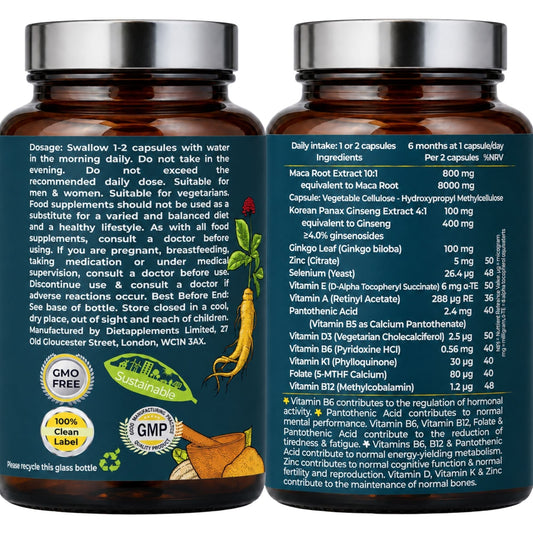 Maca, Korean Ginseng & Ginkgo Biloba Complex Capsules
