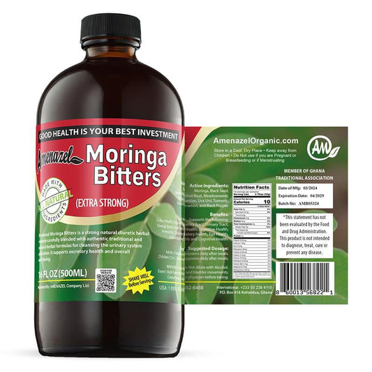 Amenazel Organic Moringa Bitters 16fl oz | 9-Herb Digestive Tincture