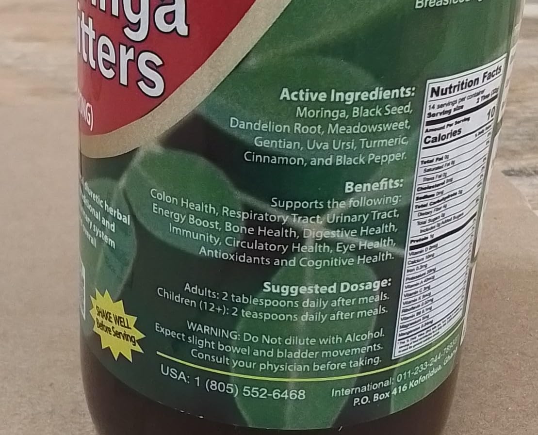 Amenazel Organic Moringa Bitters 16fl oz | 9-Herb Digestive Tincture