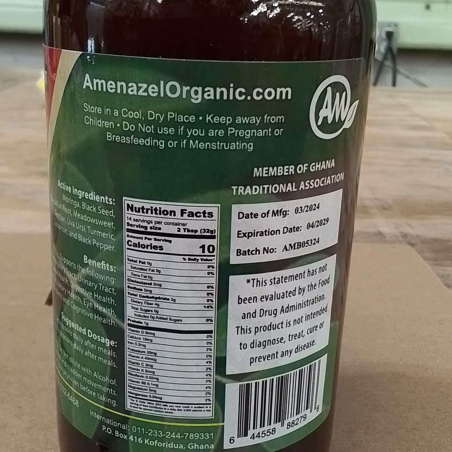 Amenazel Organic Moringa Bitters 16fl oz | 9-Herb Digestive Tincture