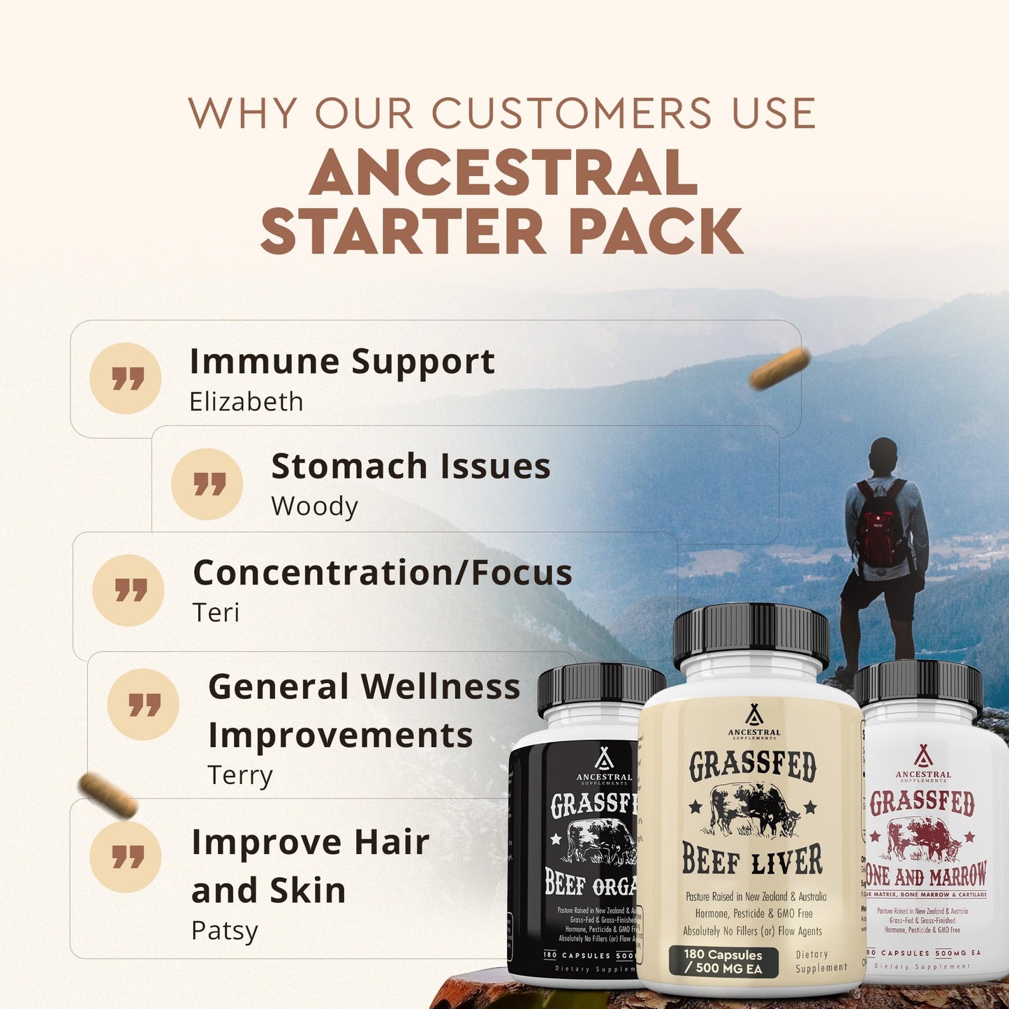 Ancestral Supplements Beef Organs Starter Pack | Grass-Fed Organ Stack