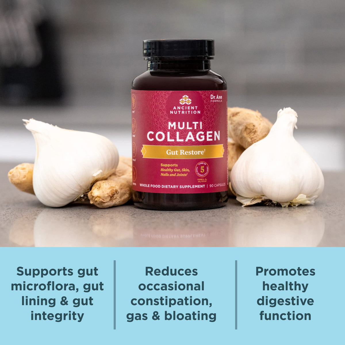 Ancient Nutrition Multi Collagen + Probiotics – Gut Restore | 90 Capsules - Calm Era