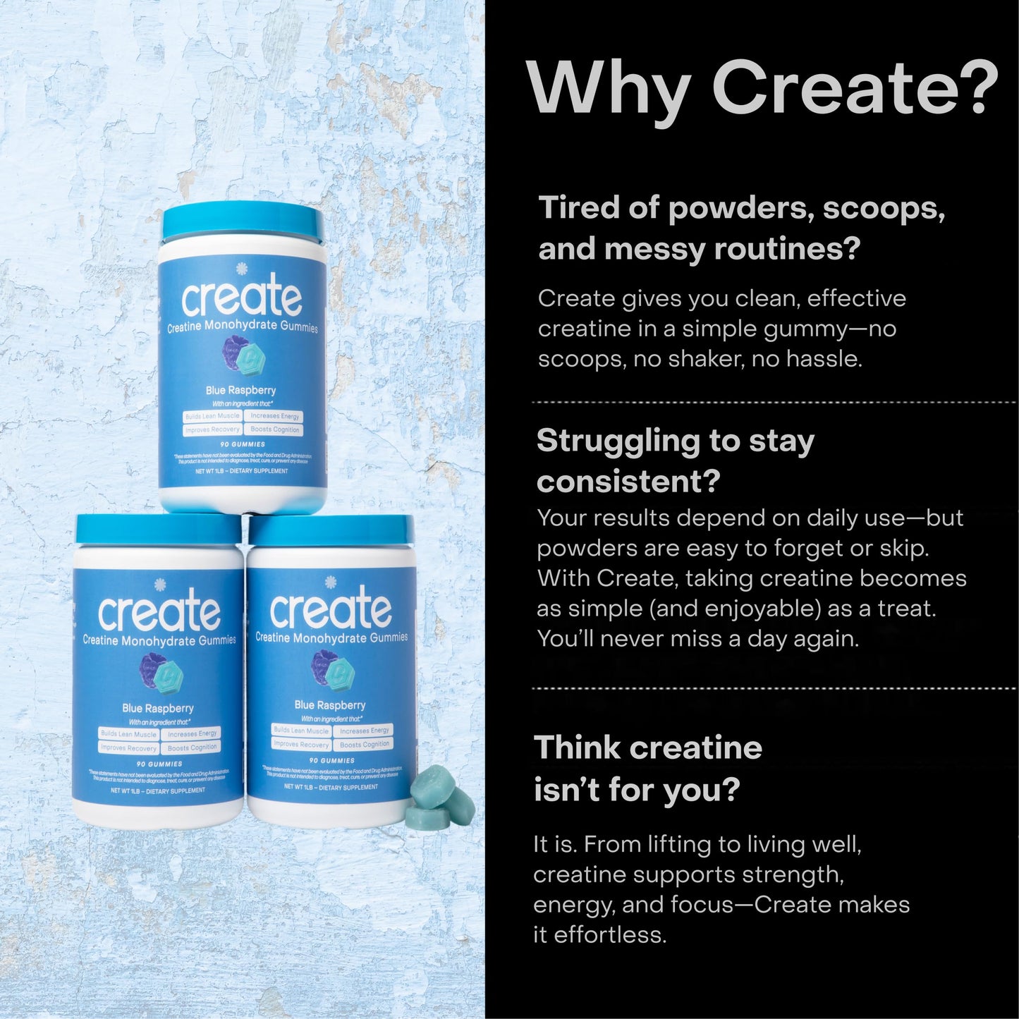 Create Creatine Monohydrate Gummies | 1.5g Creapure per Gummy | Orange Flavour | Vegan