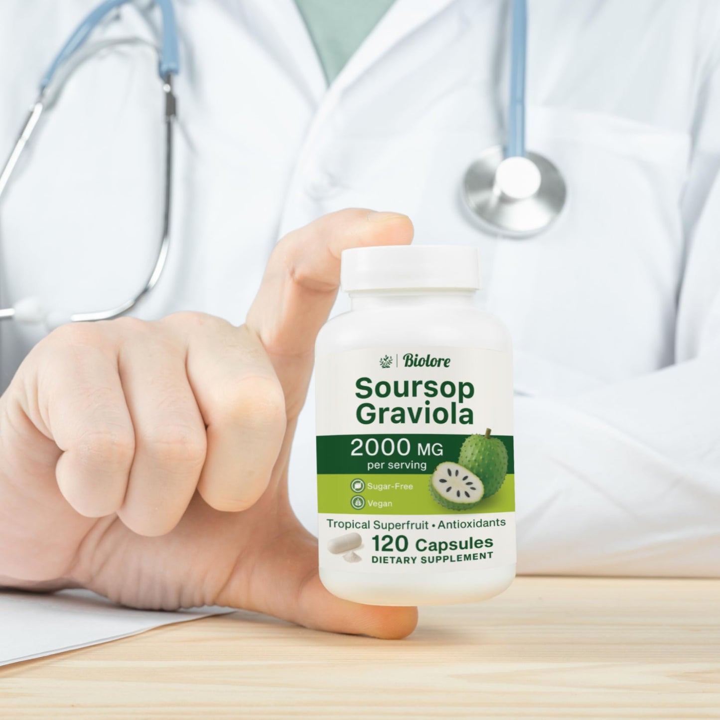 Biolore Pure Soursop Graviola Capsules — 120 Count, 60-Day Supply