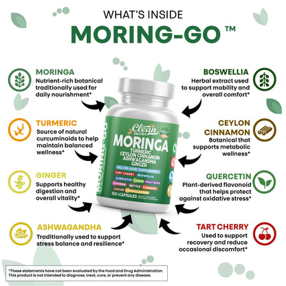Clean Nutra Moring-Go Moringa & Turmeric Capsules 13-in-1