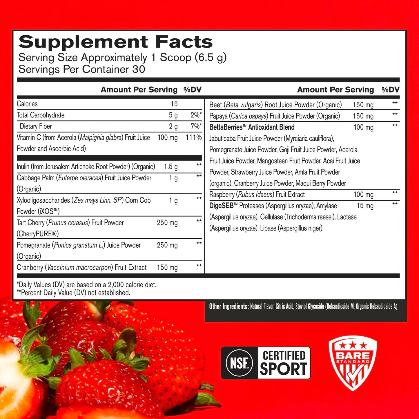 BPN Strong Reds Superfood Powder — Strawberry, 30 Servings