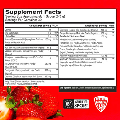 BPN Strong Reds Superfood Powder — Strawberry, 30 Servings