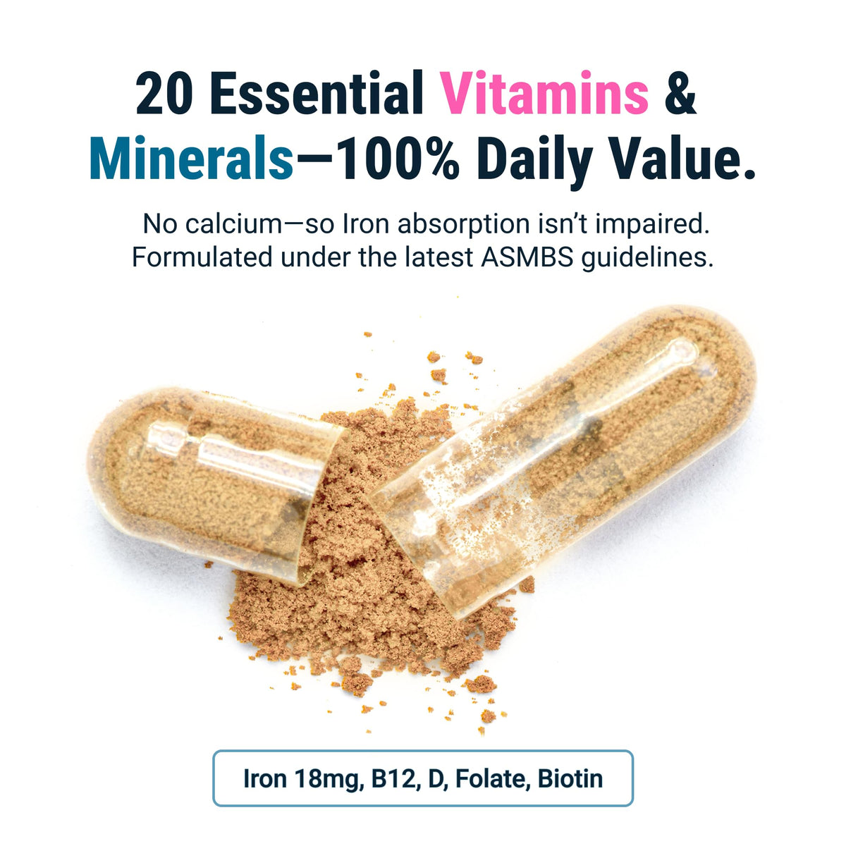 BariatricPal Multivitamin ONE — 1 Daily Capsule with 18 mg Iron | 90 Count - Calm Era
