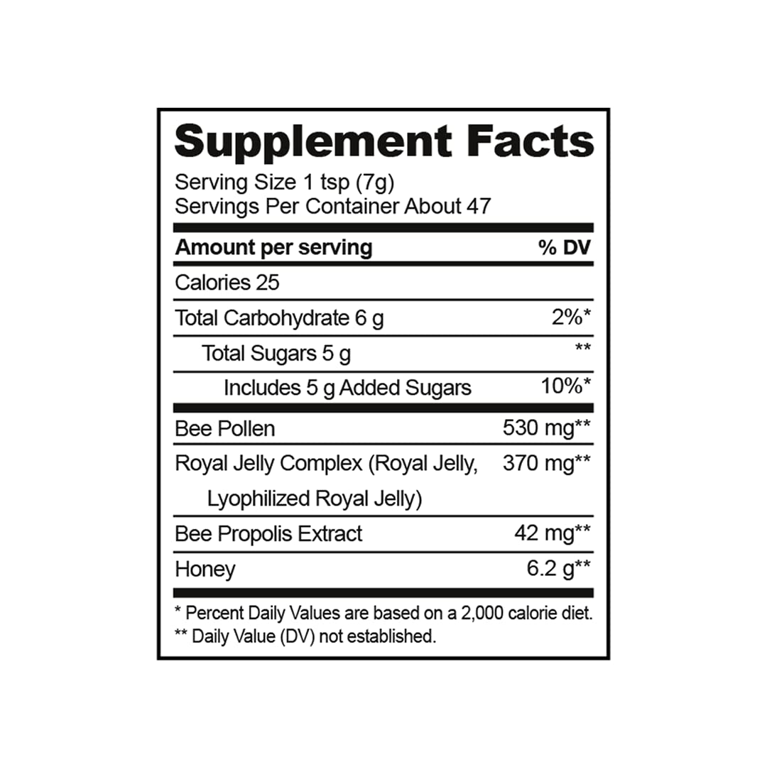Beekeeper's Naturals Superfood Honey – Bee Pollen, Royal Jelly & Propolis 11.6oz